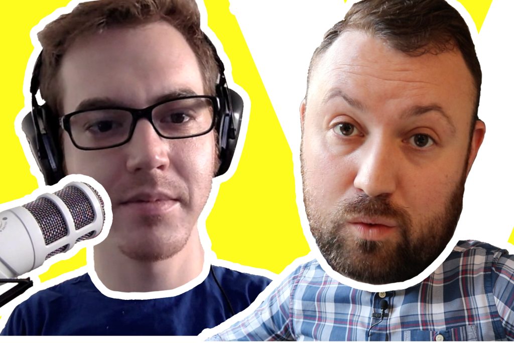 VUX World episode 3 hero image showing guest Tom Harrigan and host Kane Simms head shots